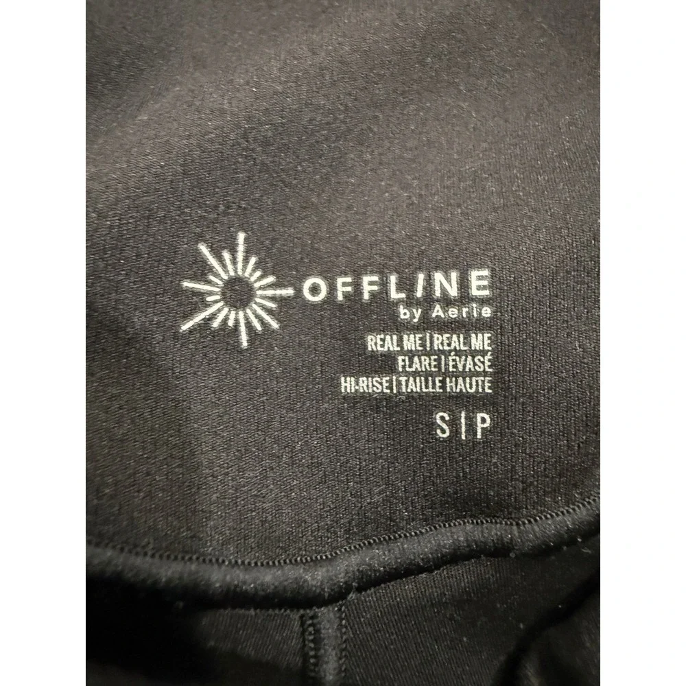 OFFLINE by Aerie Real Me Flare Hi Rise Black Athletic‎ Pants Size S